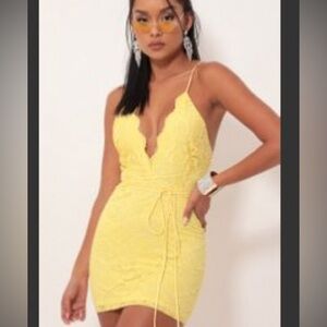 Lucy in the Sky Yellow Lace Mini Dress